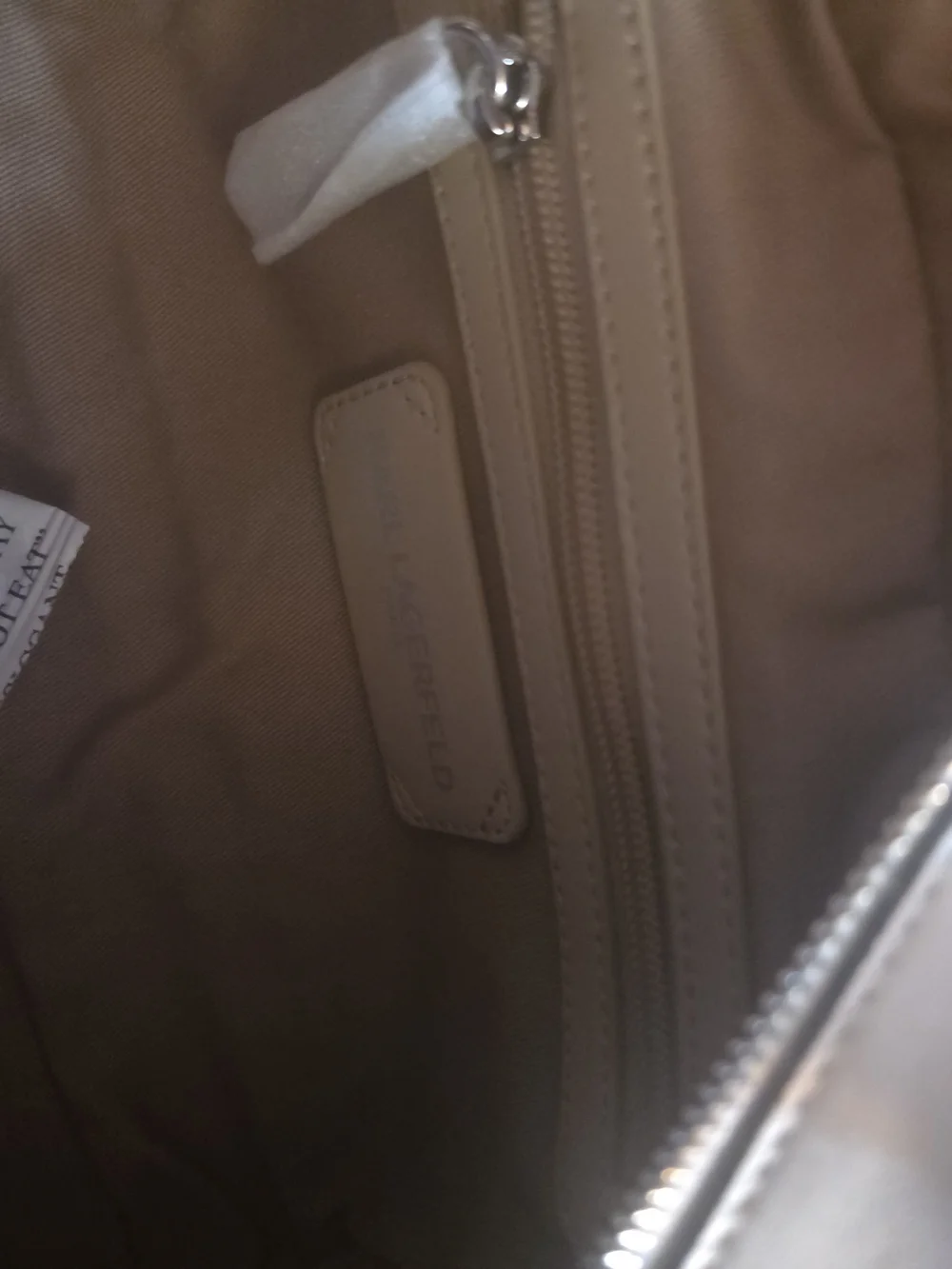 Karl Lagerfeld White Quilted Satchel with Playful Charm Accents